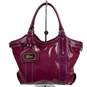 GUCCI LARGE PATENT LEATHER TOTE BAG